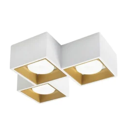 Plafoniere Moderne-Sforzin Illuminazione Plafoniera moderna in gesso bianco dettagli oro sforzin nasso