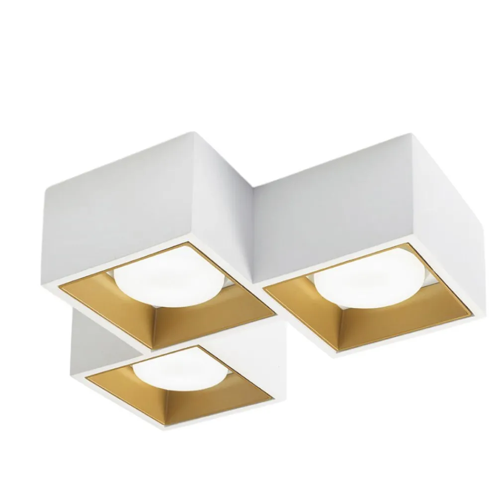 Plafoniere Moderne-Sforzin Illuminazione Plafoniera moderna in gesso bianco dettagli oro sforzin nasso