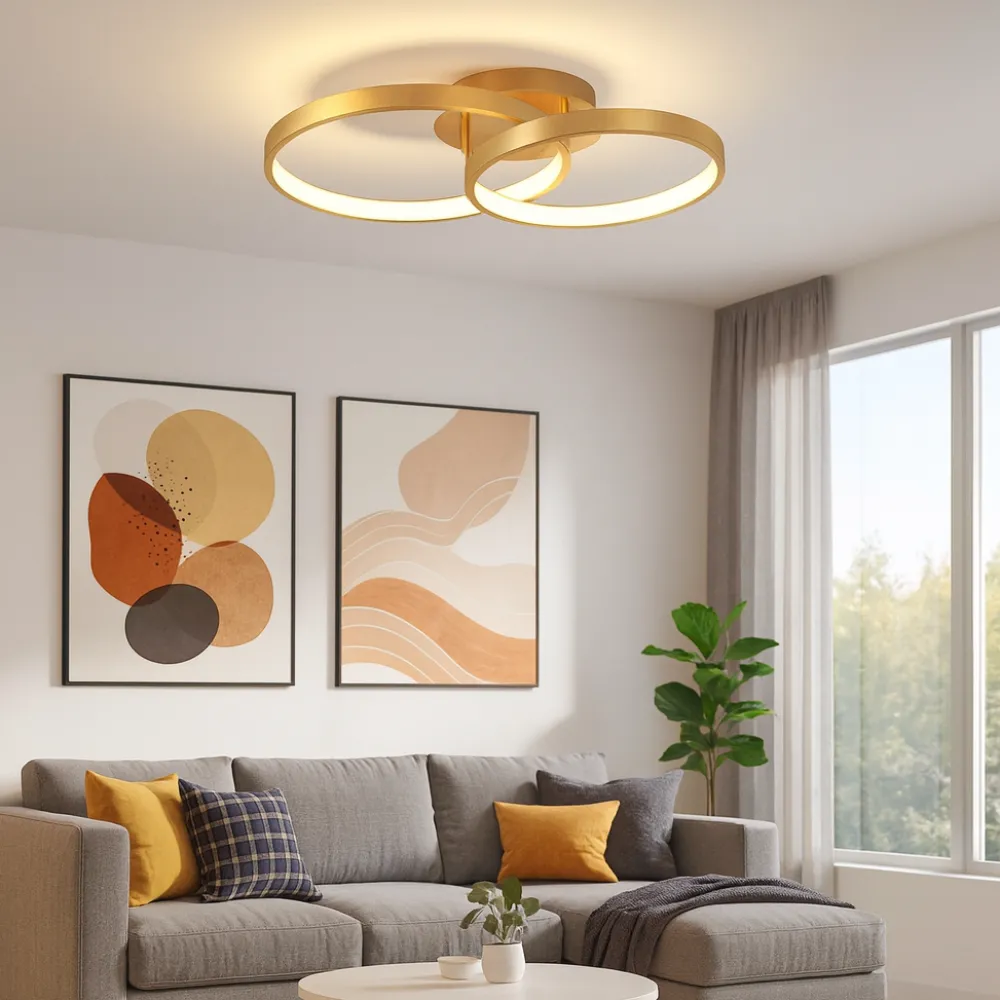 Plafoniere Moderne-Selezionato da Mazzolaluce Plafoniera moderna led 3000k foglia oro per salotto