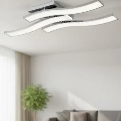 Plafoniere Moderne-Selezionato da Mazzolaluce Plafoniera moderna led 3000k metallo cromo per soggiorno
