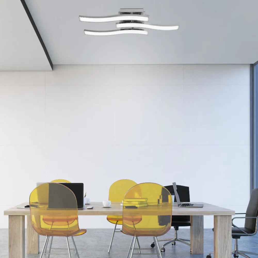 Plafoniere Moderne-Selezionato da Mazzolaluce Plafoniera moderna led 3000k metallo cromo per soggiorno