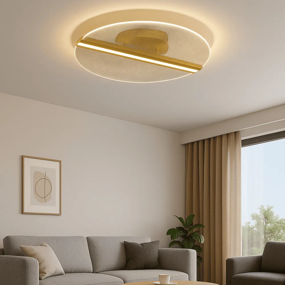 Plafoniere Moderne-Selezionato da Mazzolaluce Plafoniera moderna led tonda ottono led 3000k