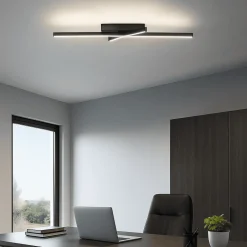Plafoniere Moderne-Selezionato da Mazzolaluce Plafoniera moderna led 41w cct minimalista nera per ufficio