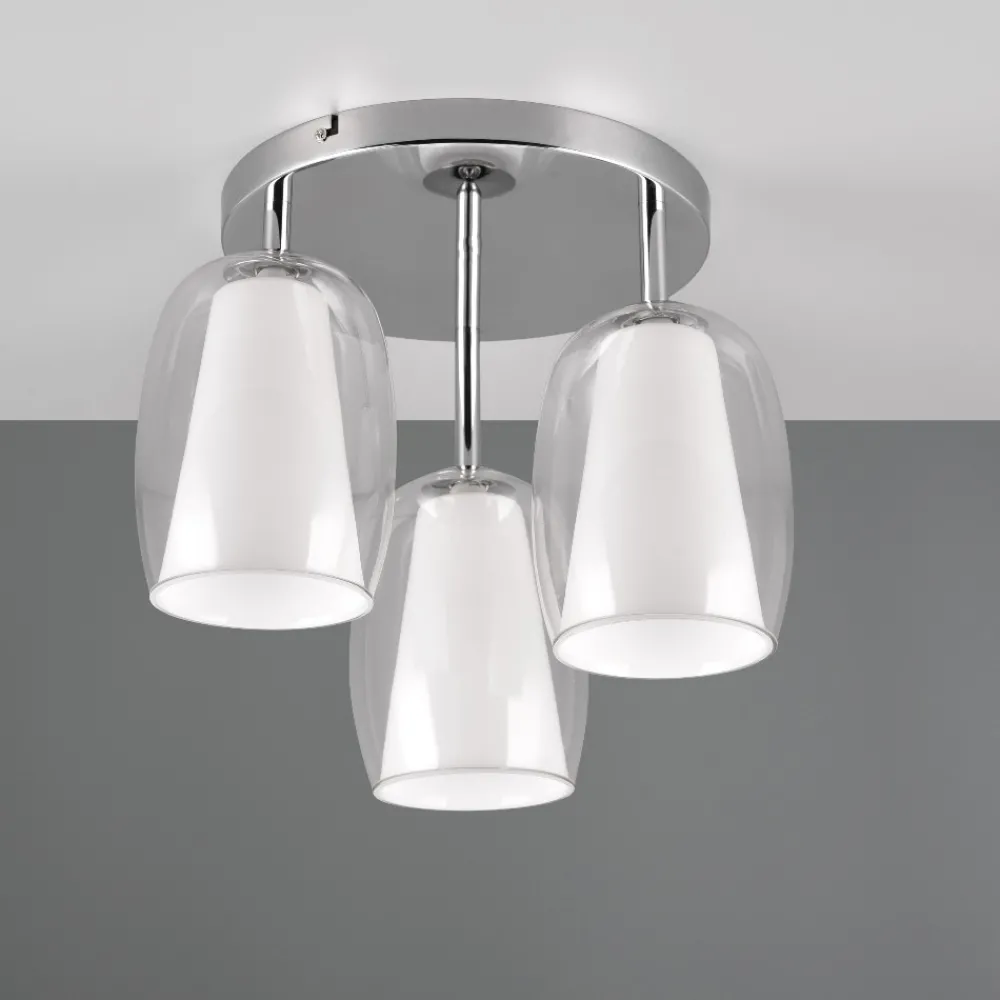 Plafoniere Moderne-Selezionato da Mazzolaluce Plafoniera moderna 3 luci colore cromo per salotto