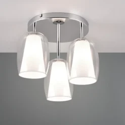 Plafoniere Moderne-Selezionato da Mazzolaluce Plafoniera moderna 3 luci colore cromo per salotto