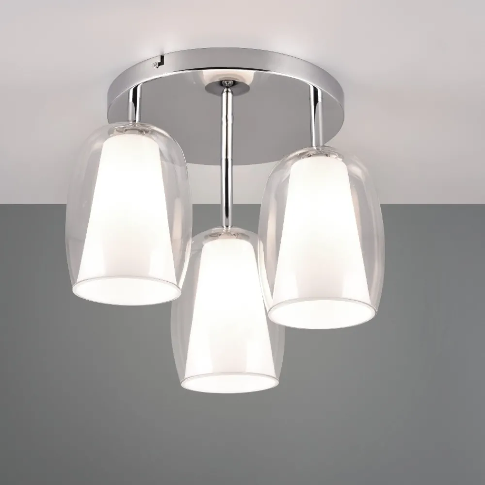 Plafoniere Moderne-Selezionato da Mazzolaluce Plafoniera moderna 3 luci colore cromo per salotto