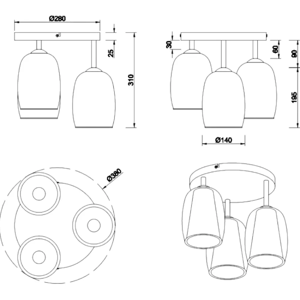 Plafoniere Moderne-Selezionato da Mazzolaluce Plafoniera moderna 3 luci colore cromo per salotto