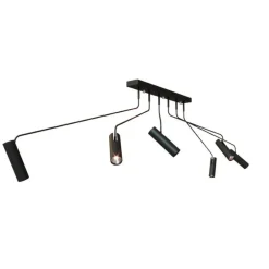 Plafoniere Moderne-Selezionato da Mazzolaluce Plafoniera moderna nera con 6 faretti orientabili per soggiorno