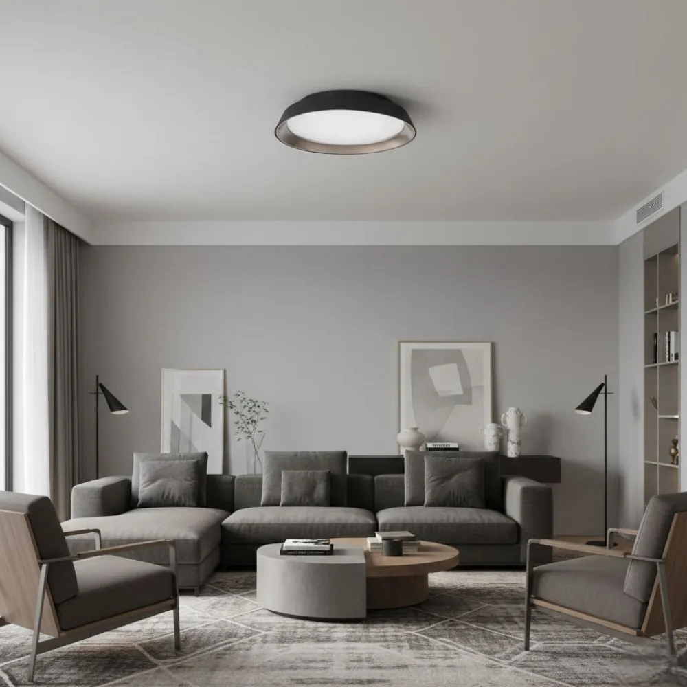 Plafoniere Moderne-Selezionato da Mazzolaluce Plafoniera moderna nera e marrone led 3000k dimmerabile