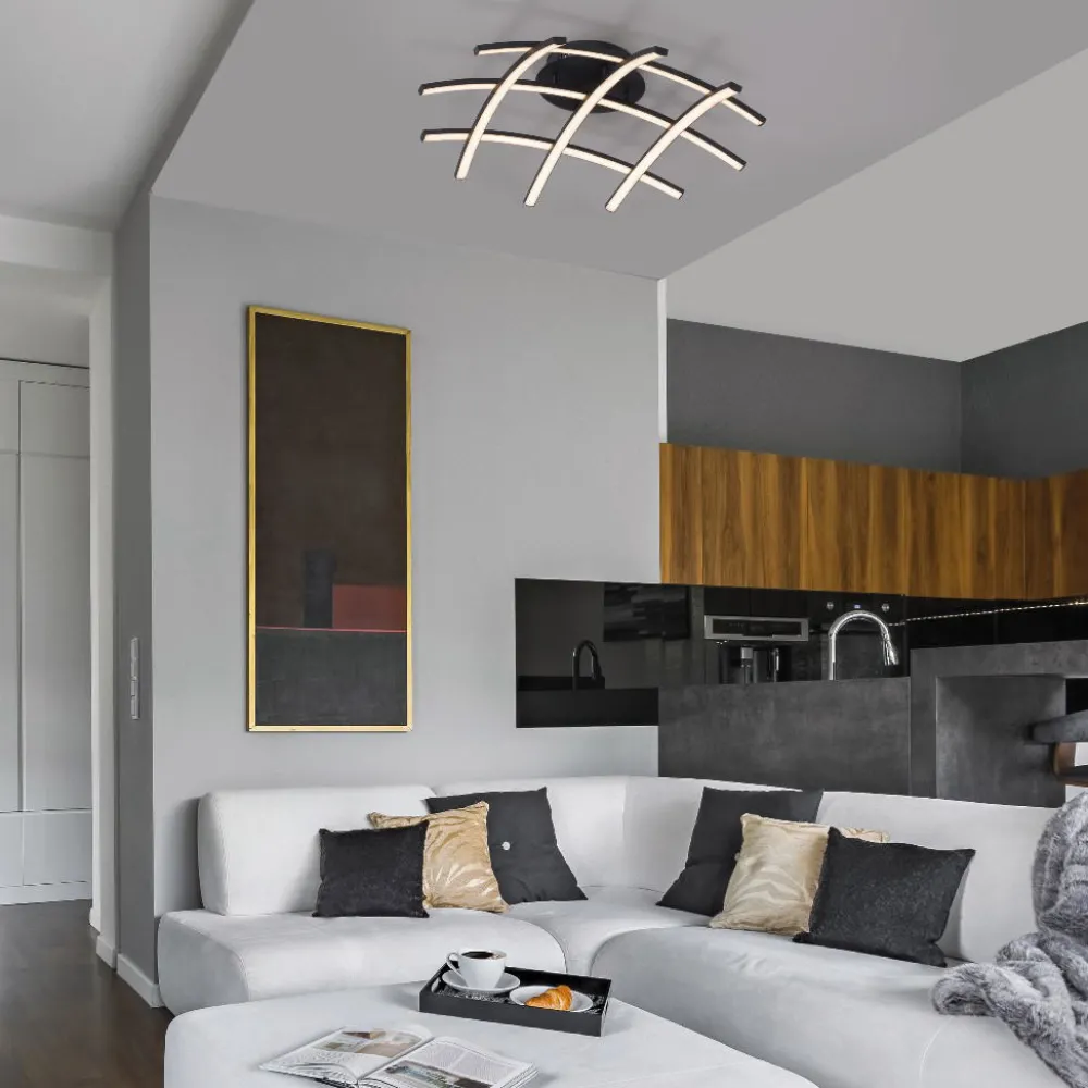 Plafoniere Moderne-Selezionato da Mazzolaluce Plafoniera moderna nera led 3000k dimmerabile per soggiorno