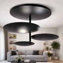 Plafoniere Moderne-Fabas Luce Plafoniera moderna nera per soggiorno simplon