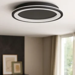 Plafoniere Moderne-Selezionato da Mazzolaluce Plafoniera moderna nera rotonda nera led 3000k