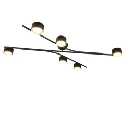 Plafoniere Moderne-Selezionato da Mazzolaluce Plafoniera moderna nero oro per soggiorno 6 luci orientabili