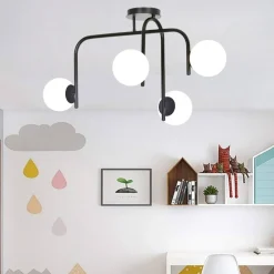 Plafoniere Moderne-Selezionato da Mazzolaluce Plafoniera moderna per cameretta nera sfere vetro bianco fp