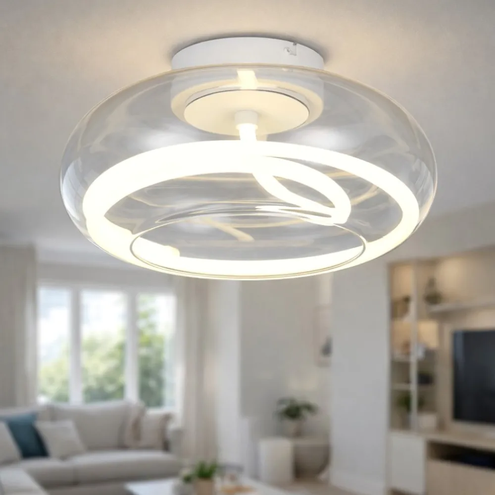 Plafoniere Moderne-Selezionato da Mazzolaluce Plafoniera moderna per cucina vetro trasparente led 26w 4000k