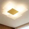 Plafoniere Moderne-Top Light Plafoniera moderna per cucina in vetro bianco foglia oro rettangolare