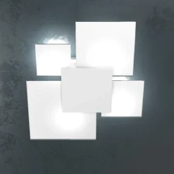Plafoniere Moderne-Top Light Plafoniera moderna per cucina vetro e placca bianco rettangolare