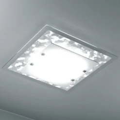 Plafoniere Moderne-Top Light Plafoniera moderna per cucina foglia argento tray 45cm quadrata