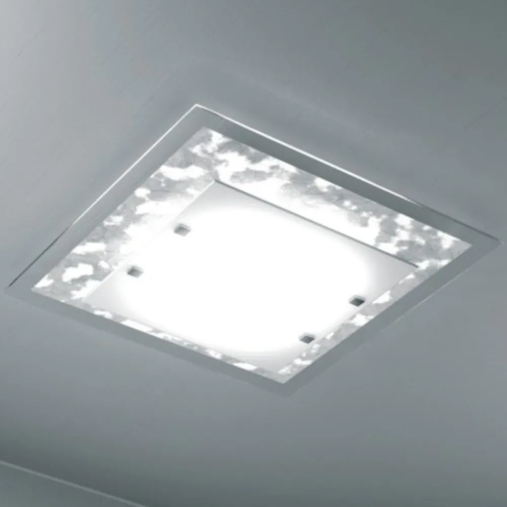 Plafoniere Moderne-Top Light Plafoniera moderna per cucina foglia argento tray 45cm quadrata