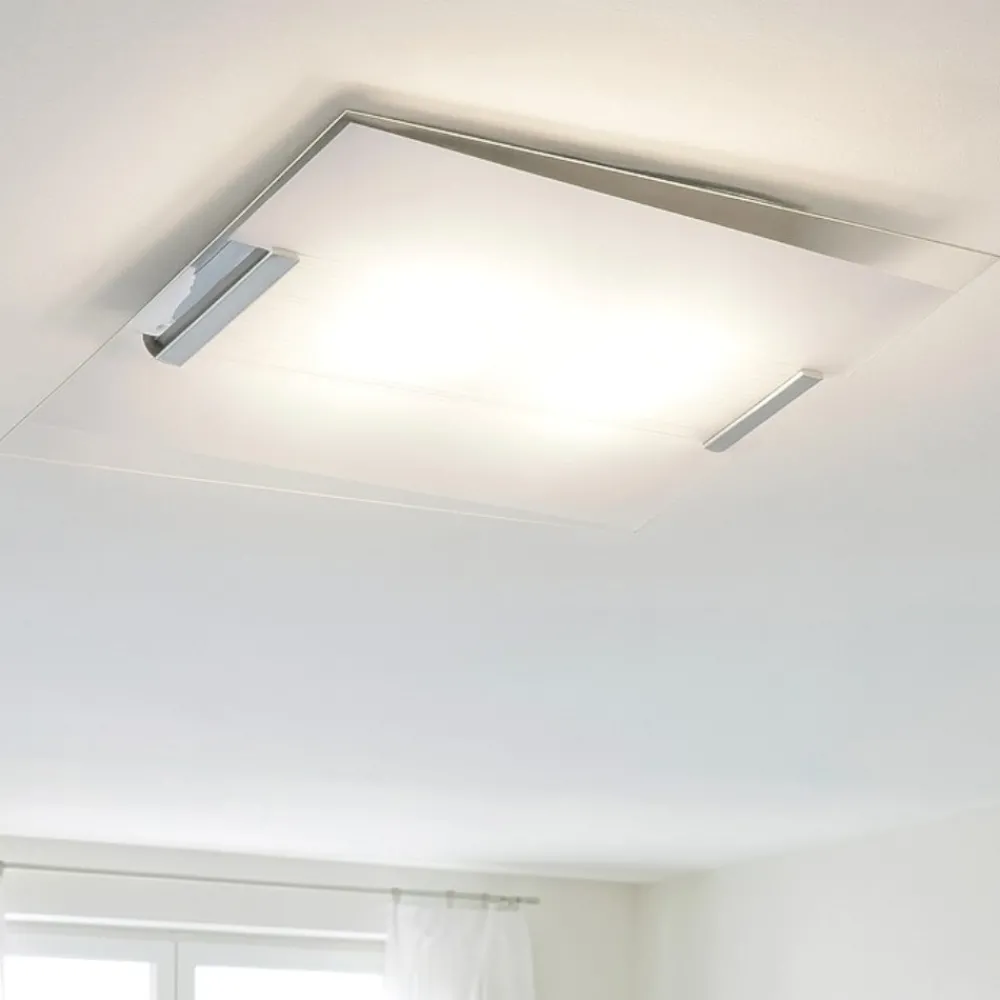 Plafoniere Moderne-Top Light Plafoniera moderna per cucina vetro rettangolare serigrafato bianco toplight
