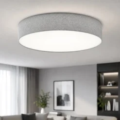 Plafoniere Moderne-Selezionato da Mazzolaluce Plafoniera moderna per soggiorno tessuto grigio