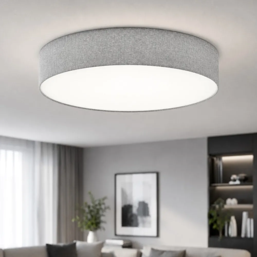 Plafoniere Moderne-Selezionato da Mazzolaluce Plafoniera moderna per soggiorno tessuto grigio