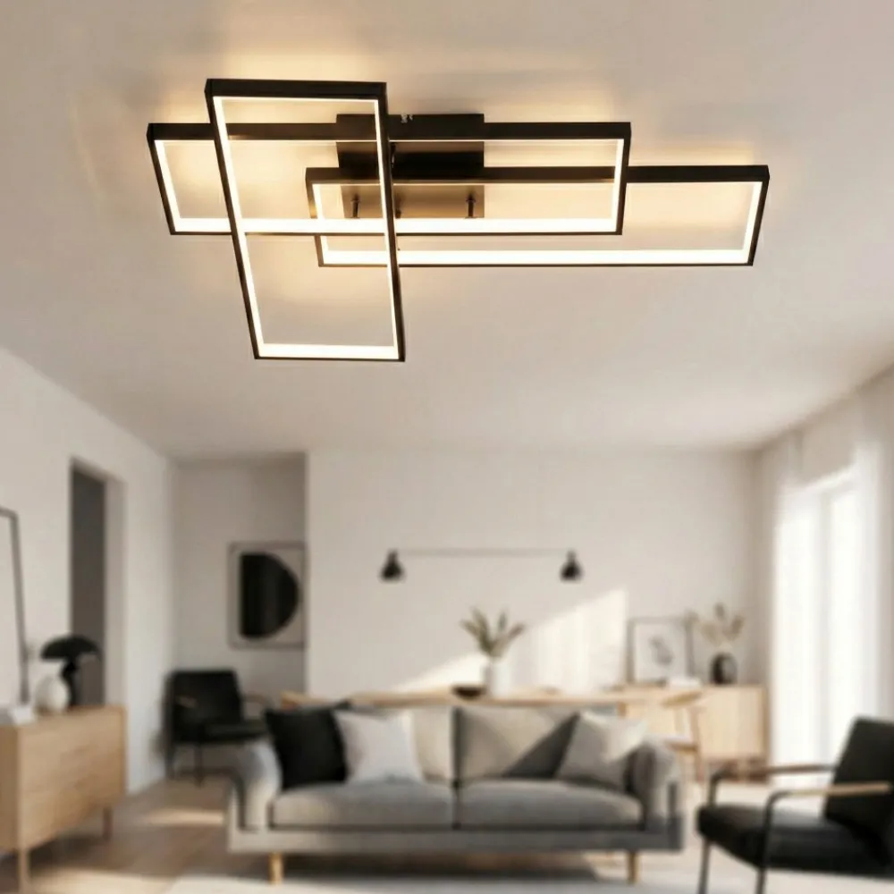Plafoniere Moderne-Selezionato da Mazzolaluce Plafoniera moderna per soggiorno led 3200k design nero
