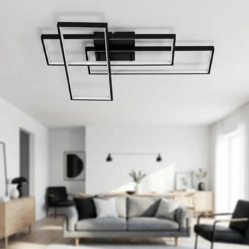 Plafoniere Moderne-Selezionato da Mazzolaluce Plafoniera moderna per soggiorno led 3200k design nero