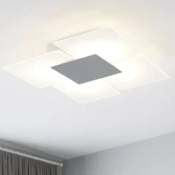 Plafoniere Moderne-Top Light Plafoniera moderna per soggiorno bianco grigio antracite rettangolare