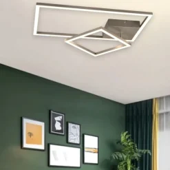 Plafoniere Moderne-Selezionato da Mazzolaluce Plafoniera moderna per soggiorno nichel led 25w 4000k dimmerabile