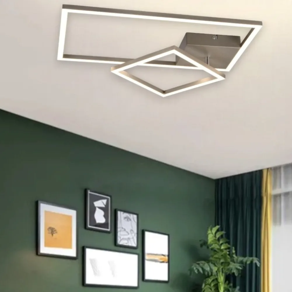 Plafoniere Moderne-Selezionato da Mazzolaluce Plafoniera moderna per soggiorno nichel led 25w 4000k dimmerabile