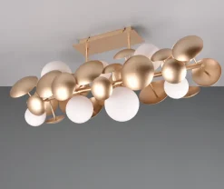 Plafoniere Moderne-Selezionato da Mazzolaluce Plafoniera moderna per soggiorno oro sfere vetro bianco