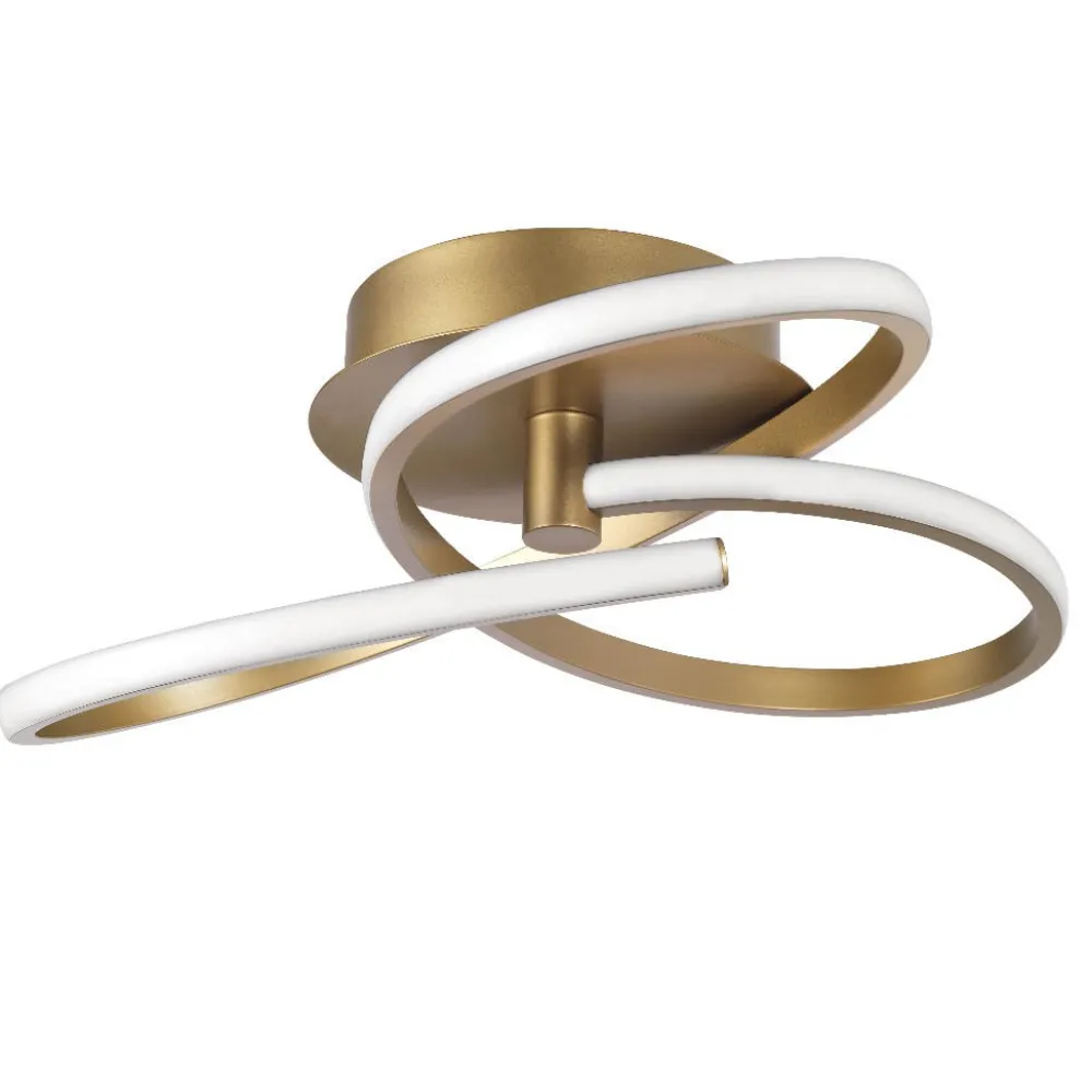 Plafoniere Moderne-Selezionato da Mazzolaluce Plafoniera moderna per soggiorno oro spazzolato led 3000k