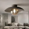Plafoniere Moderne-Selezionato da Mazzolaluce Plafoniera moderna piatto marrone sfera di vetro bianco