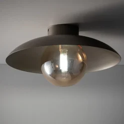 Plafoniere Moderne-Selezionato da Mazzolaluce Plafoniera moderna piatto marrone sfera di vetro bianco