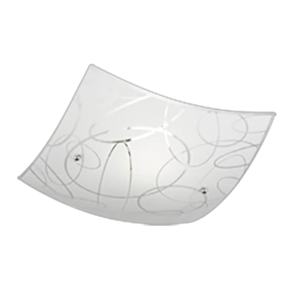 Plafoniere Moderne-Selezionato da Mazzolaluce Plafoniera moderna quadrata in vetro satinato decorato