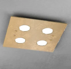 Plafoniere Moderne-Top Light Plafoniera moderna quadrata vetro foglia oro
