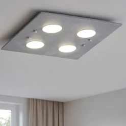 Plafoniere Moderne-Top Light Plafoniera moderna quadrata vetro foglia argento