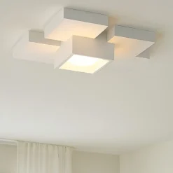 Plafoniere Moderne-Sforzin Illuminazione Plafoniera moderna quadrati gesso bianca sforzin