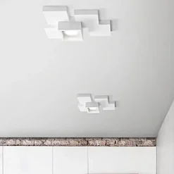 Plafoniere Moderne-Sforzin Illuminazione Plafoniera moderna quadrati gesso bianca sforzin