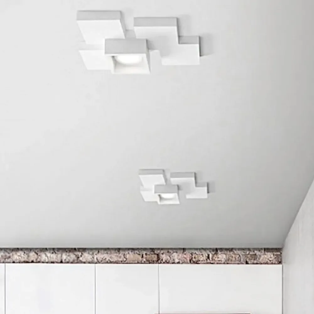 Plafoniere Moderne-Sforzin Illuminazione Plafoniera moderna quadrati gesso bianca sforzin