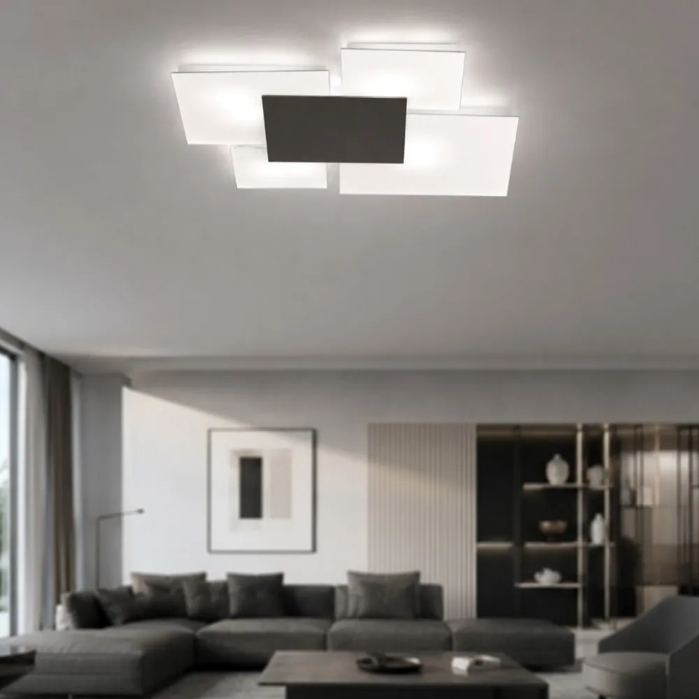 Plafoniere Moderne-Top Light Plafoniera moderna quadrati vetro antracite rettangolare per cucina