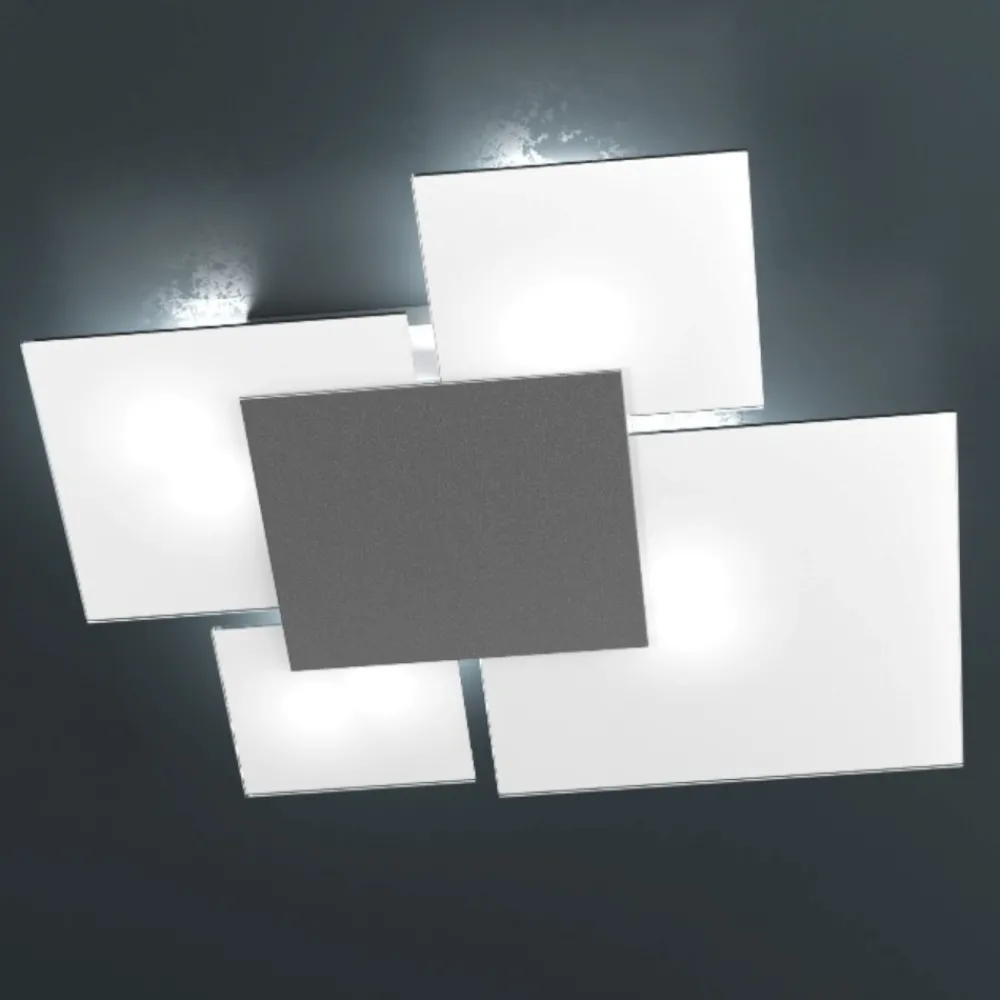 Plafoniere Moderne-Top Light Plafoniera moderna quadrati vetro antracite rettangolare per cucina