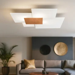 Plafoniere Moderne-Top Light Plafoniera moderna rettangolare vetro biancofoglia rame toplight upgrade