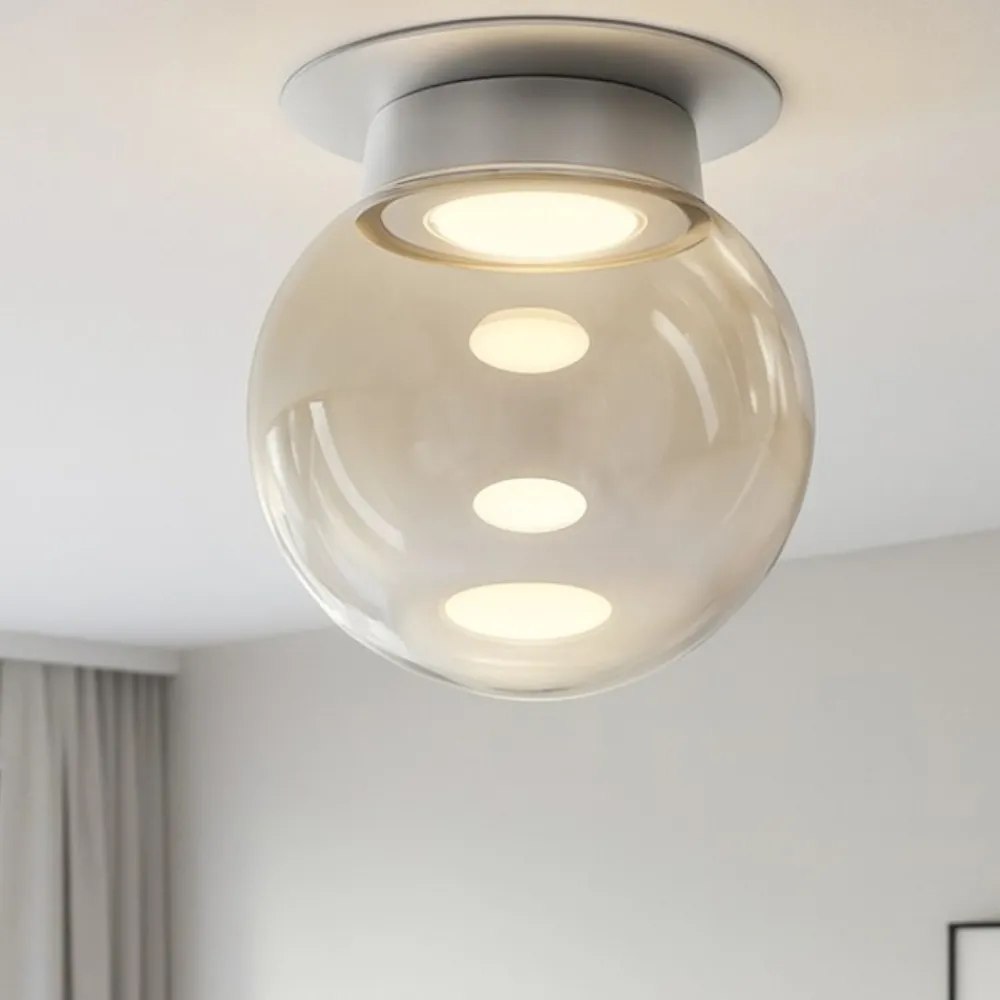 Plafoniere Moderne-Miloox Plafoniera moderna sfera vetro ambrato da soggiorno sforzin