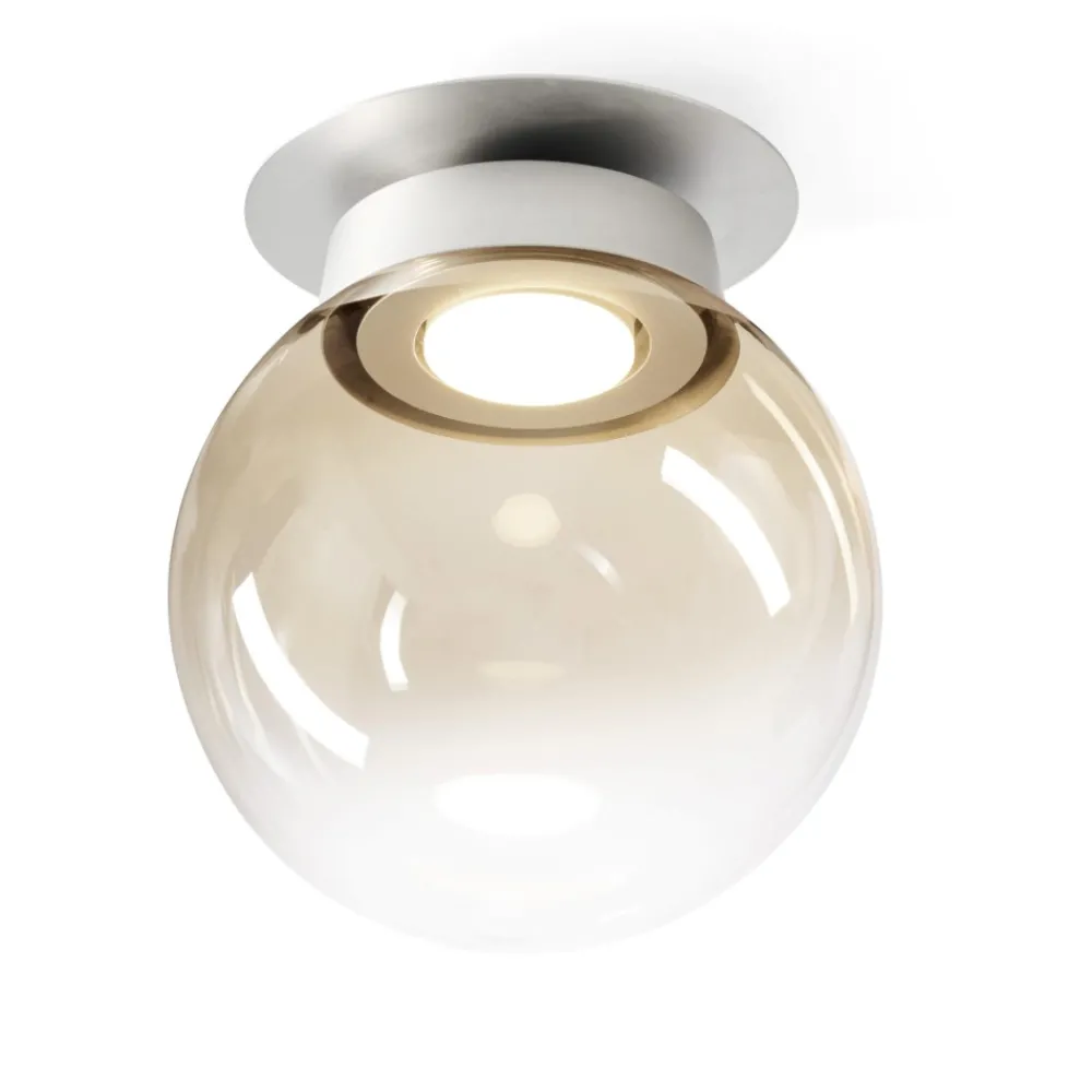 Plafoniere Moderne-Miloox Plafoniera moderna sfera vetro ambrato da soggiorno sforzin