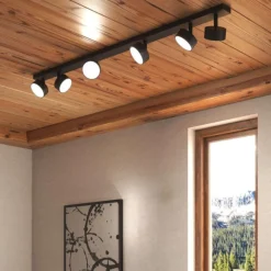 Plafoniere Moderne-Top Light Plafoniera moderna toplight nera 6 luci orientabili per cucina