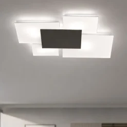 Plafoniere Moderne-Top Light Plafoniera moderna vetri bianchi rettangolare placca marrone per cucina