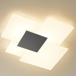 Plafoniere Moderne-Top Light Plafoniera moderna vetri bianco antracite da soggiorno