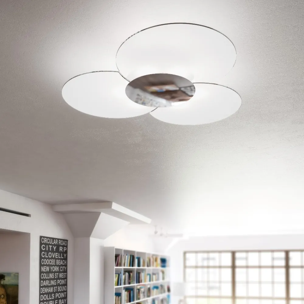Plafoniere Moderne-Top Light Plafoniera moderna vetri bianchi clover